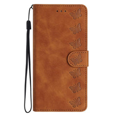 Samsung Galaxy A35 5G Case Seven Butterflies Embossed Leather - Brown