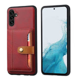 Samsung Galaxy A54 5G Case Calfskin Texture with 5 Card Slots - Red