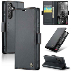 Samsung Galaxy A55 5G Case Butterfly Buckle Litchi Texture - Black