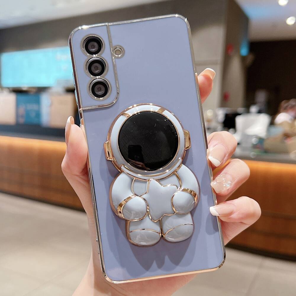 Samsung Galaxy A55 5G Case Electroplating Astronaut Holder - Blue