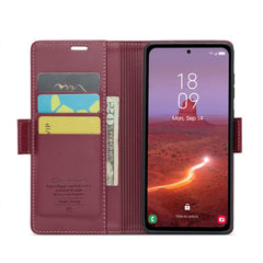 Samsung Galaxy A55 5G Case RFID Anti-theft PU Leather - Wine Red