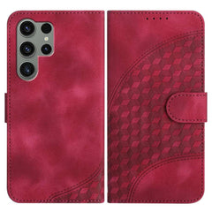 Samsung Galaxy S23 Ultra 5G Case Embossed Leather with Lanyard - Rose Red