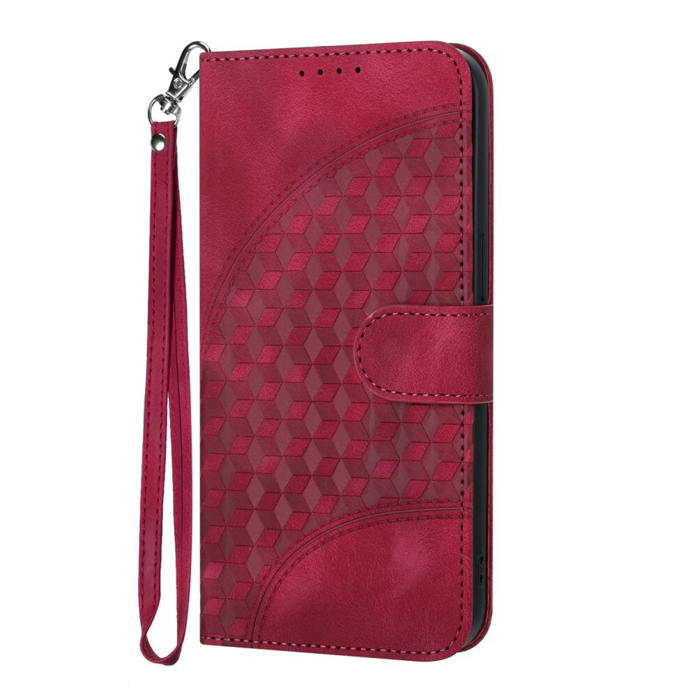 Samsung Galaxy S23 Ultra 5G Case Embossed Leather with Lanyard - Rose Red