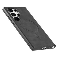 Samsung Galaxy S23 Ultra 5G Retro MagSafe PU Leather Case - Black