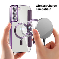 Samsung Galaxy S23 Ultra Case MagSafe RFID Anti-theft Rhombus PU Leather - Purple