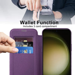 Samsung Galaxy S23 Ultra Case MagSafe RFID Anti-theft Rhombus PU Leather - Purple