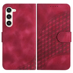 Samsung Galaxy S24 5G Case Embossed Leather with Lanyard - Rose Red
