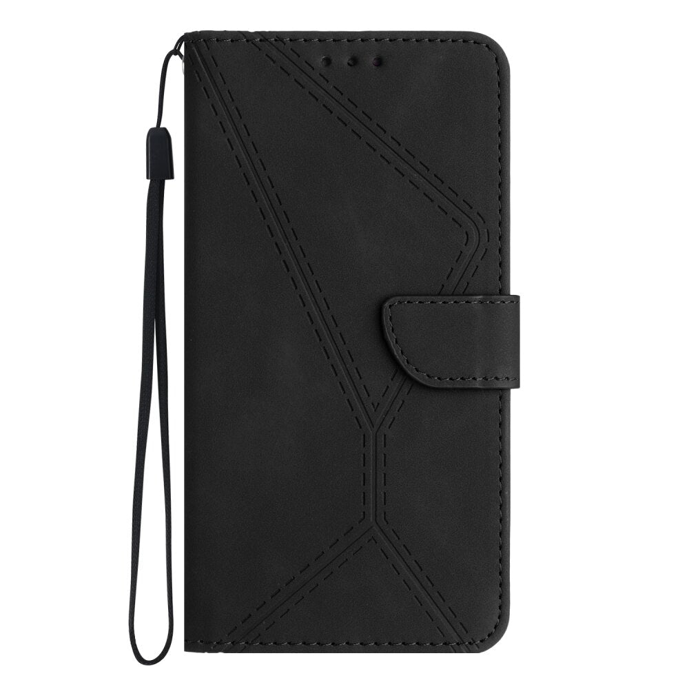 Samsung Galaxy S24 Plus 5G Case Stitching Calf Texture PU Leather - Black