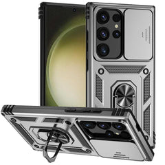 Samsung Galaxy S24 Ultra 5G Case Camshield and Magnetic Holder - Silver