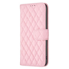 Samsung Galaxy S24 Ultra 5G Case Diamond Lattice PU Leather Wallet - Pink