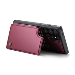Samsung Galaxy S24 Ultra Case RFID Anti-theft PU Leather - Wine Red