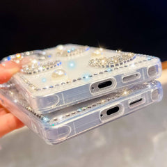 Samsung Galaxy S26 Ultra Diamond Glitter Pearl Heart Stars Case - Transparent