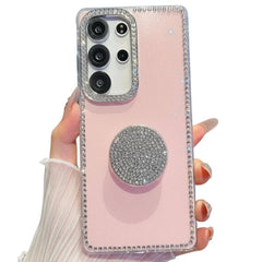 Samsung Galaxy S26 Ultra Diamond Glitter Round Holder Case - Light Pink