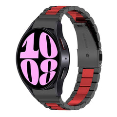 Samsung Galaxy Watch 6 / 6 Classic Three-Bead Stainless Steel Band (Black/Red)