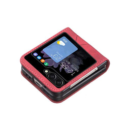 Samsung Galaxy Z Flip5 Case Rhombus Texture PU Leather - Red