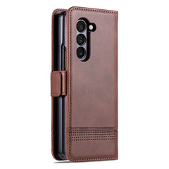 Samsung Galaxy Z Fold5 5G Case Magnetic Calf Texture Flip Wallet - Dark Brown