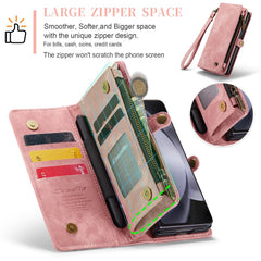 Samsung Galaxy Z Fold5 Case Multi-slot Zipper Wallet - Pink