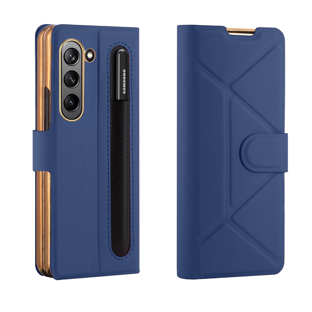 Samsung Galaxy Z Fold5 Case Shockproof Folding PU Leather - Blue