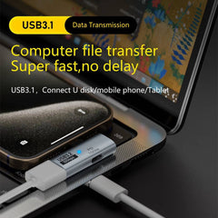 USB-C Male to Type-C + USB3.2 Female 10Gbps PD100W Adapter – Black