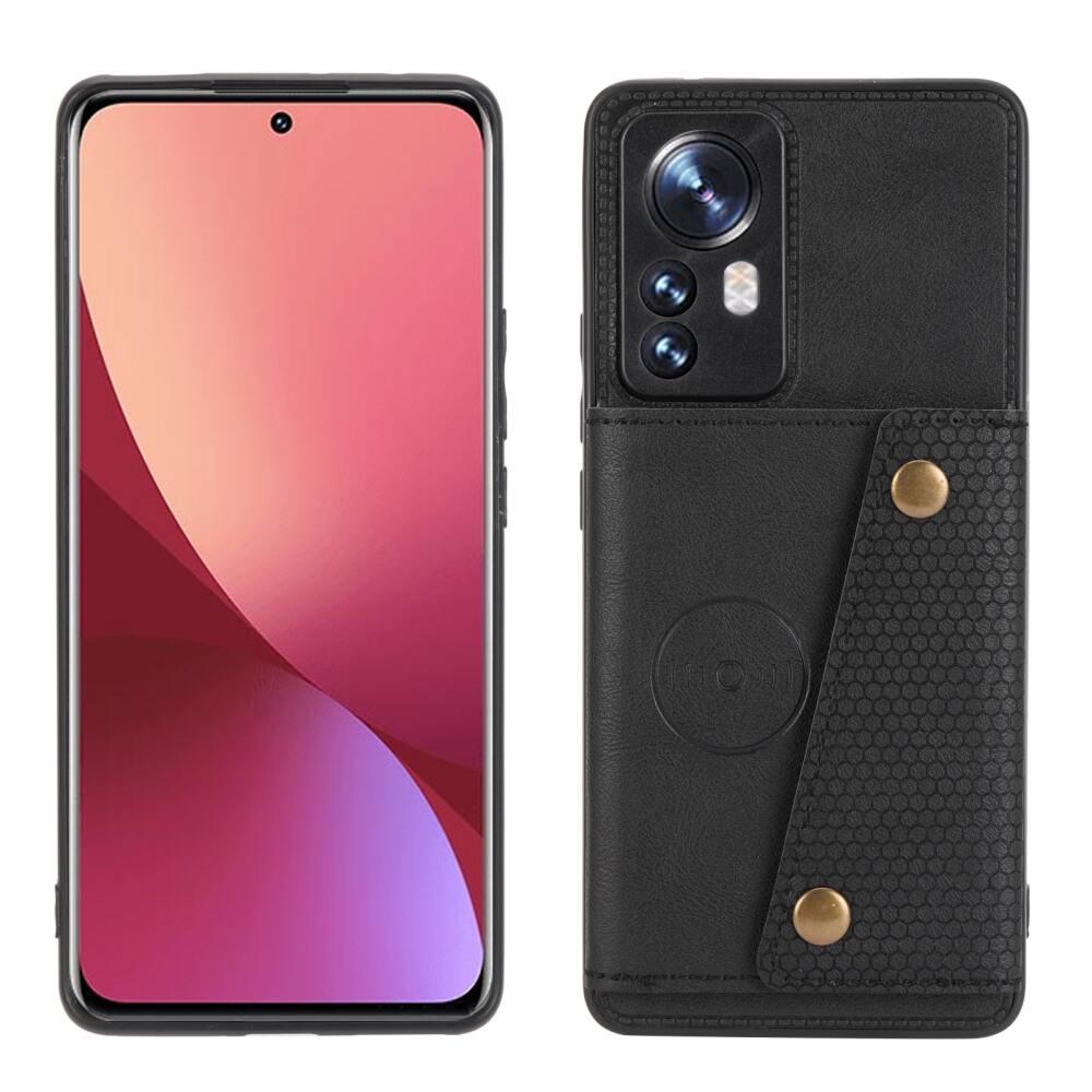 Xiaomi 12 Pro Case PU leather With Four Cards Slots - Black