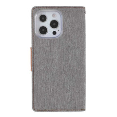 iPhone 13 Pro Max Case MERCURY Canvas Diary PU Leather - Grey