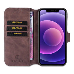 iPhone 13 Mini Case DG.MING Retro Style Secure Wallet Coffee