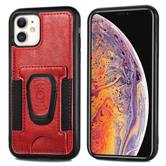 iPhone 12 Pro Max Case With Metal Ring holder and Cardholder - Red
