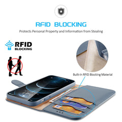 iPhone 12 Pro Max Case Made With PU Leather + TPU - Light Blue