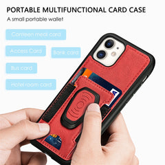 iPhone 12 Pro Max Case With Metal Ring holder and Cardholder - Red