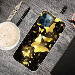iPhone 12 / iPhone 12 Pro Case With Soft TPU - Gold Butterflies