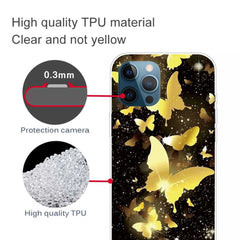 iPhone 12 / iPhone 12 Pro Case With Soft TPU - Gold Butterflies