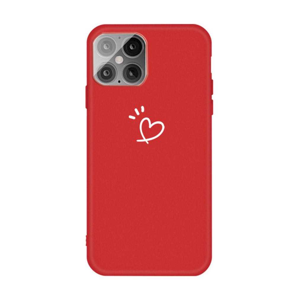 iPhone 12 / iPhone 12 Pro Case With Heart Pattern Decor Matte - Red