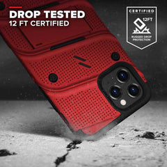 iPhone 12 / iPhone 12 Pro Case ZIZO BOLT Series Tempered Glass - Red