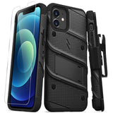 iPhone 12, iPhone 12 Pro Case ZIZO BOLT With Tempered Glass - Black