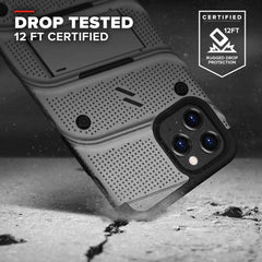 iPhone 12 / iPhone 12 Pro Case ZIZO BOLT With Tempered Glass - Grey