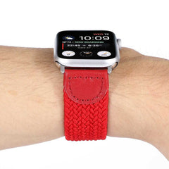 Apple Watch Strap Nylon + PU Leather Braided 49/45/44/42mm - Red