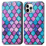 iPhone 12 Pro / iPhone 12 Case PU Leather - Purple Scales Drawing