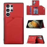 Samsung Galaxy S22 Ultra Case Soft Skin With Card Slots - Red