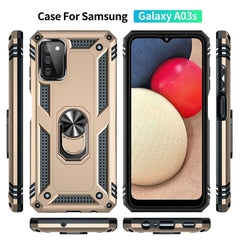 Samsung A03s Shockproof Strong Case With Ring Holder - Gold