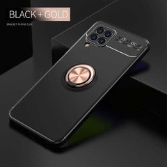 Samsung Galaxy A22 4G Case With Golden Ring Holder - Black
