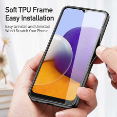 Samsung Galaxy A22 5G Case With PU Leather + TPU - Crystal Blue