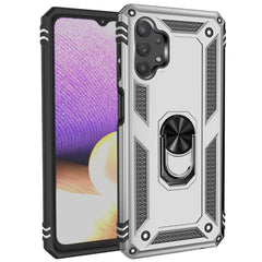 Samsung Galaxy A32 5G Case Shockproof with Metal Ring Holder - Silver