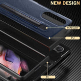 Samsung Galaxy Z Fold 3 5G Case Litchi Pattern Foldable - Grey