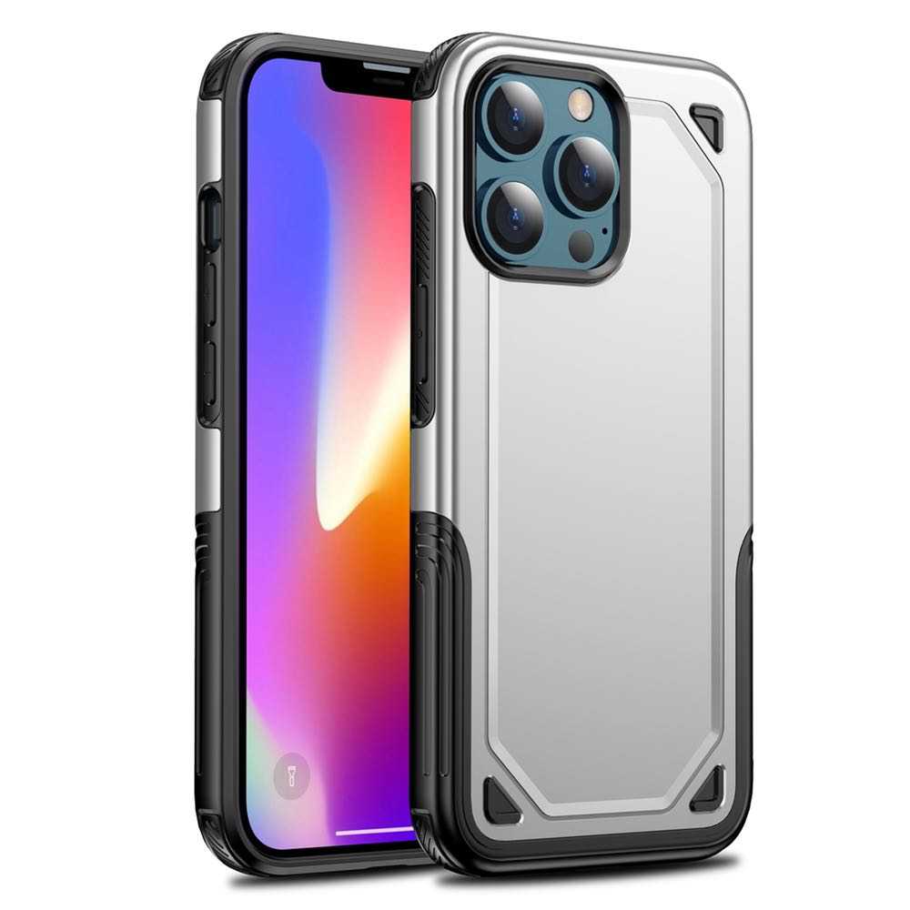 iPhone 13 Pro Case Shockproof Rugged Armor Protective - Silver