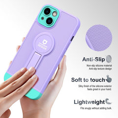 iPhone 13 Case Shockproof Protective With Stand - Purple + Light Green