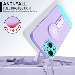 iPhone 13 Case Shockproof Protective With Stand - Purple + Light Green
