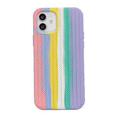 iPhone 13 Pro Case Herringbone Texture - Rainbow Pink