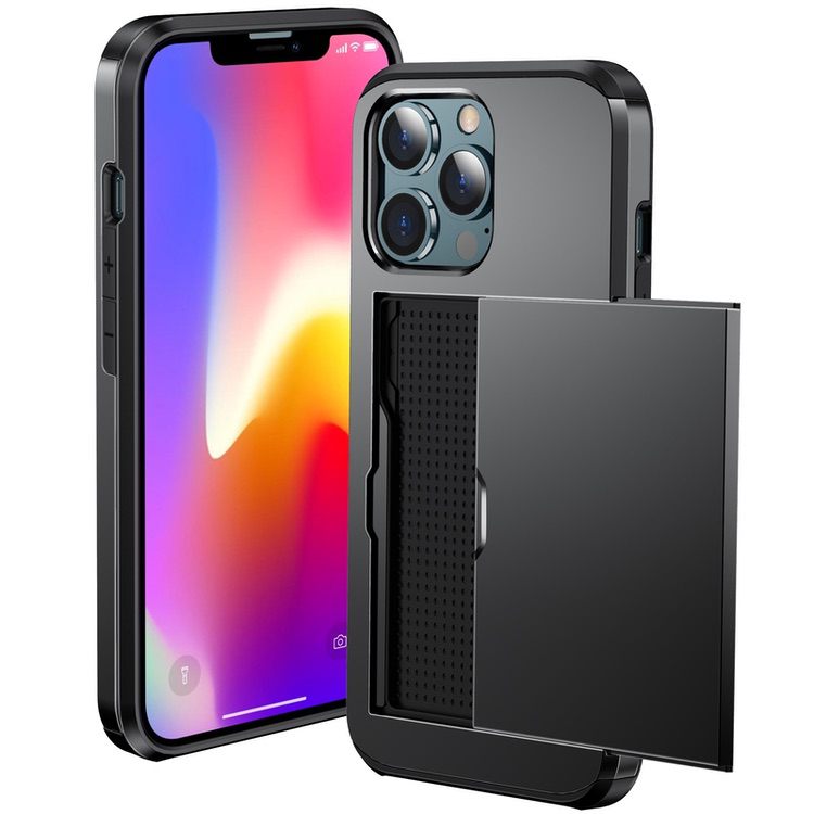 iPhone 14 Case Shockproof Armor with 2 Card Slots - Black