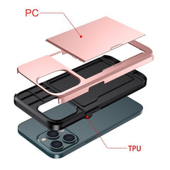 iPhone 14 Case Shockproof Armor with 2 Card Slots - Black