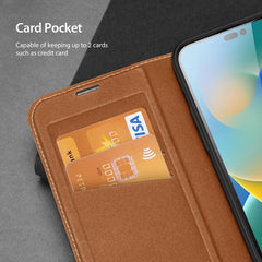 iPhone 14 Pro Case DUX DUCIS Skin X2 Secure Wallet - Brown